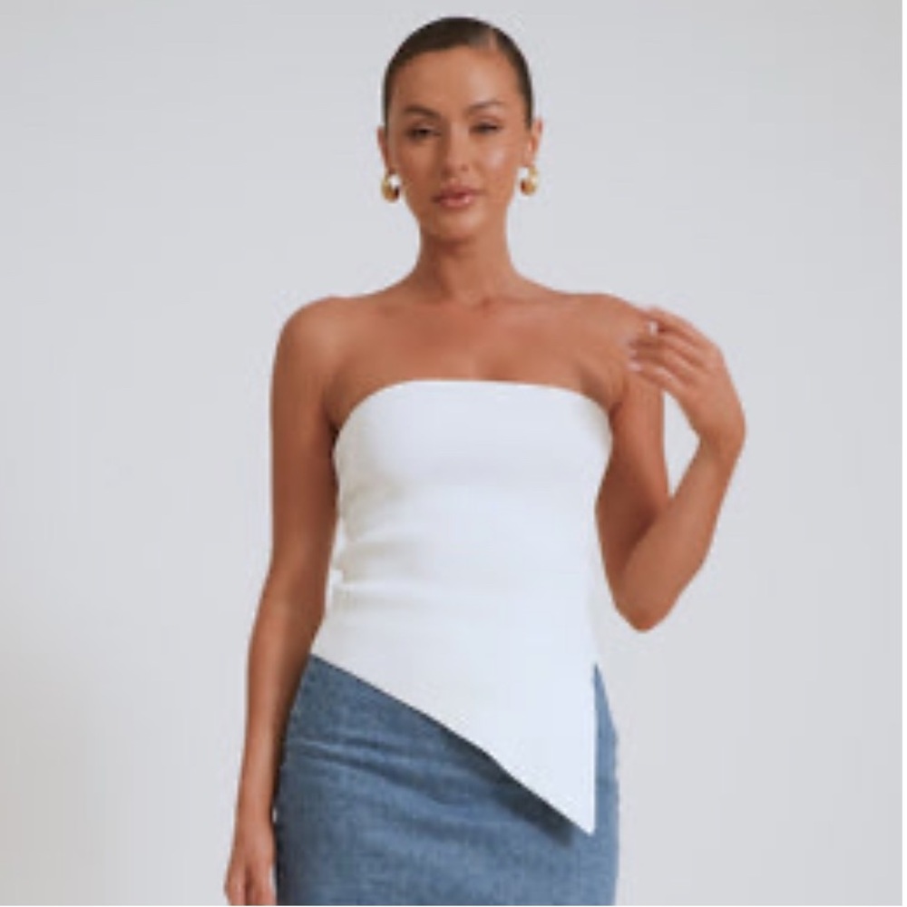 Meshki Sidney Asymmetrical Strapless Knit Top